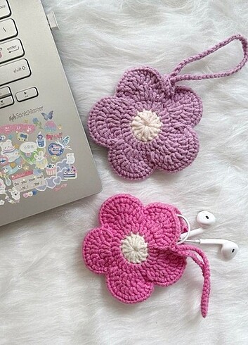 Örgü hem anahtarlik hem kulaklık çantası - Görsel 3