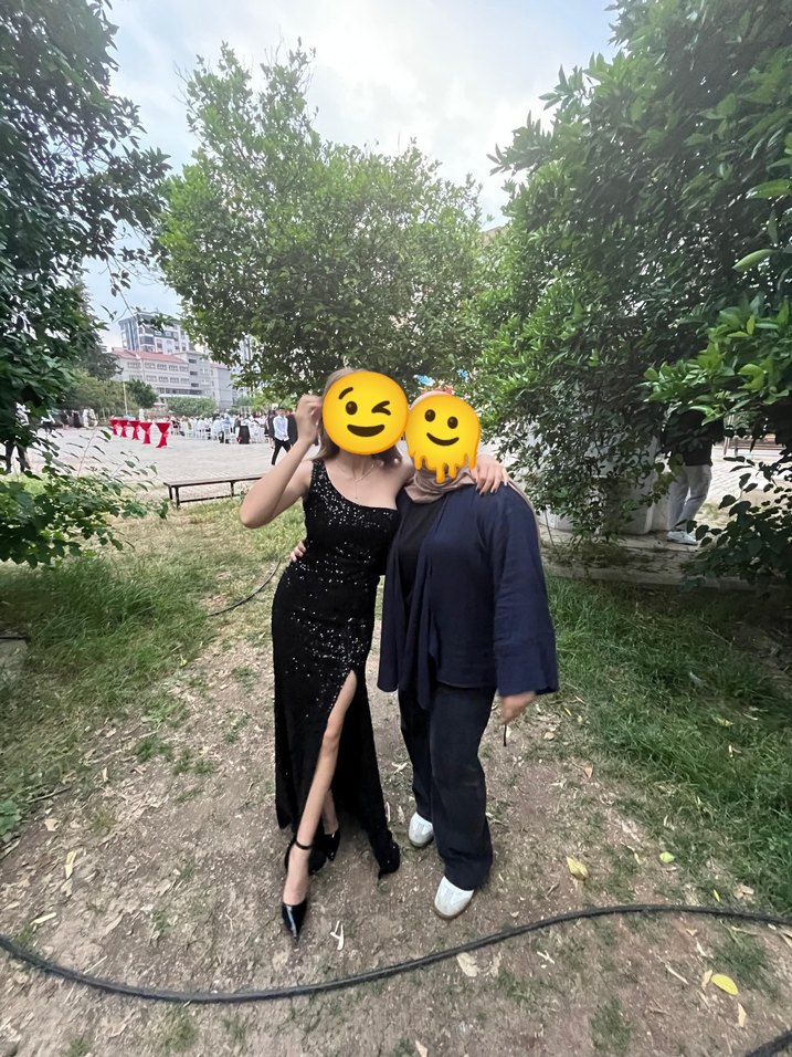 Parlak Siyah tek omuz uzun abiye - Görsel 2