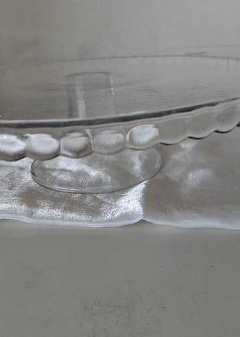 Parlak Vintage Beyaz Cam Kek Standı - Görsel 3