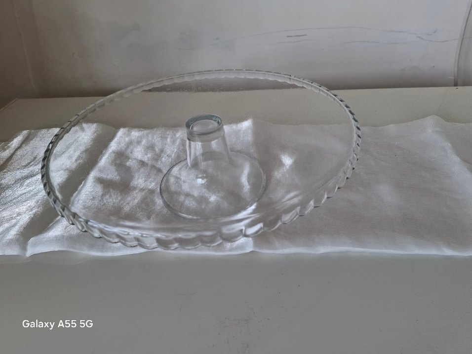 Parlak Vintage Beyaz Cam Kek Standı - Görsel 2