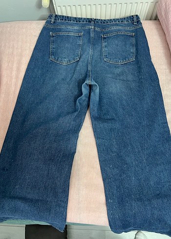 Kadın Gri Bol Kesim Midi Kot Pantolon - Görsel 4