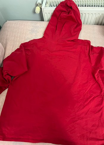 Kırmızı Kapüşonlu Kadın Sweatshirt - Görsel 2
