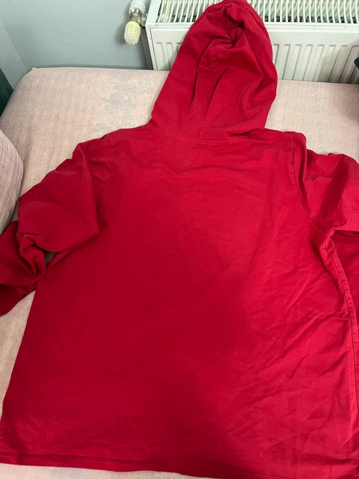 Kırmızı Kapüşonlu Kadın Sweatshirt - Görsel 2