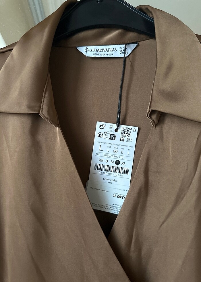 Mini camel rengi saten elbise - Görsel 2