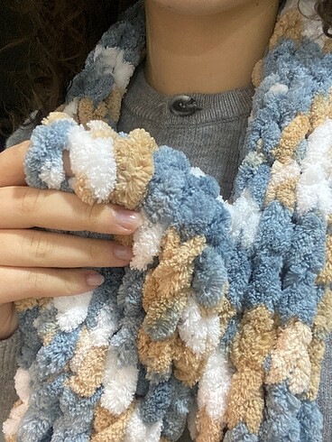 Beden çeşitli Renk 3 renkli puffy atkı