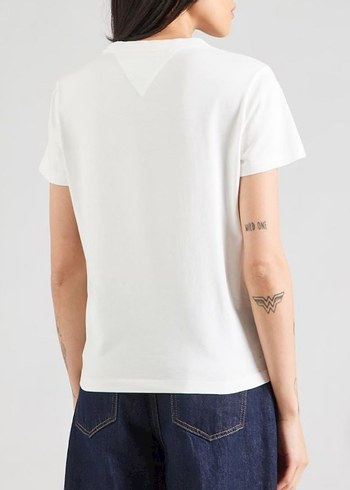 s Beden Tommy Hilfiger Beyaz Kadın Kısa Kollu Tişört