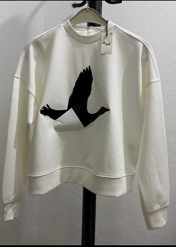 Beyaz Baskılı Kadın Sweatshirtü beymen culb