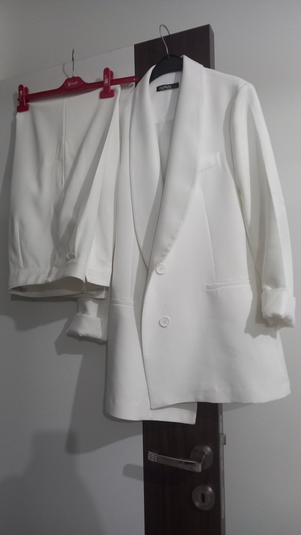 Beyaz Kadın Regular Fit Blazer - Görsel 3