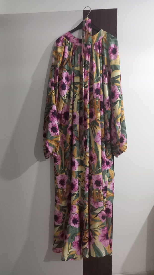 Çiçek Desenli Uzun Bohem Elbise - Görsel 5