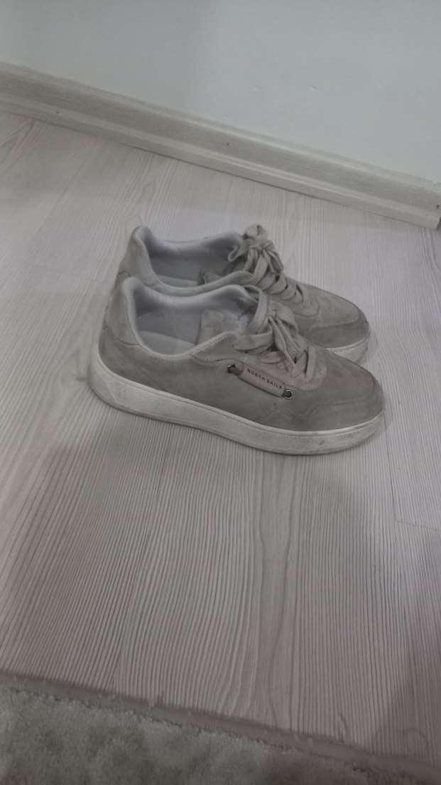 Gri Kadın Spor Ayakkabı Düz Taban - Görsel 5