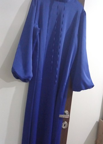 Mavi Uzun Kollu Drapeli Kadın Elbise - Görsel 3
