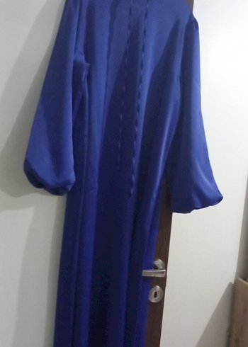 Mavi Uzun Kollu Drapeli Kadın Elbise - Görsel 4