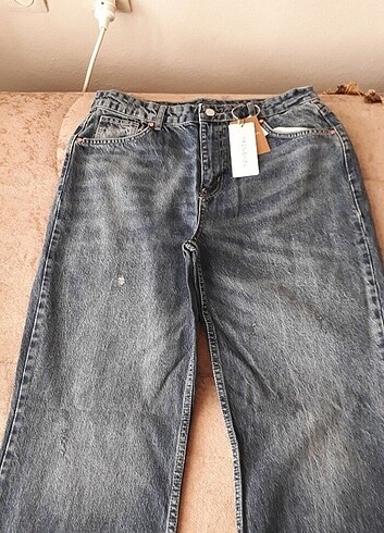 xl Beden Bayan ince bol paca beli bağcıklı kot
