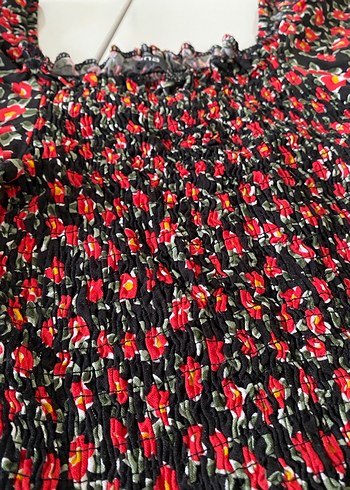 Kırmızı Çiçekli Bohem Bluzu - Görsel 2