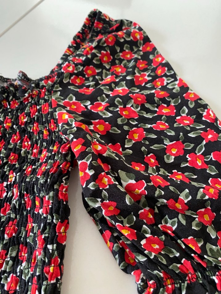 Kırmızı Çiçekli Bohem Bluzu - Görsel 4