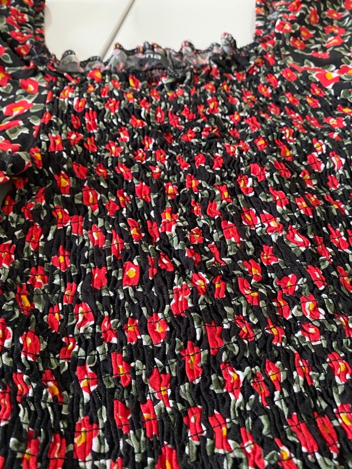 Kırmızı Çiçekli Bohem Bluzu - Görsel 2