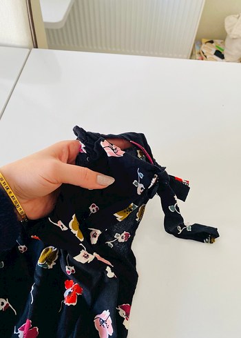 Çiçek Desenli Straplez Fırfırlı Bohem Bluz - Görsel 3