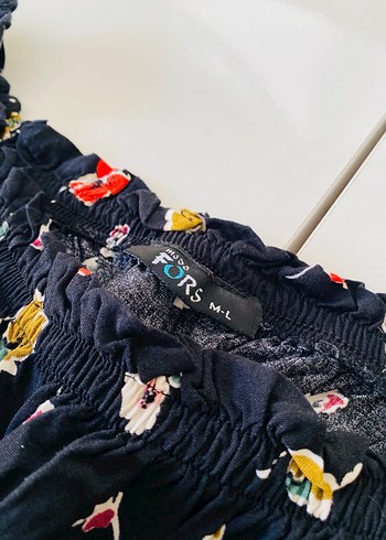 Çiçek Desenli Straplez Fırfırlı Bohem Bluz - Görsel 5