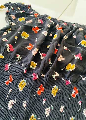 Çiçek Desenli Straplez Fırfırlı Bohem Bluz - Görsel 6