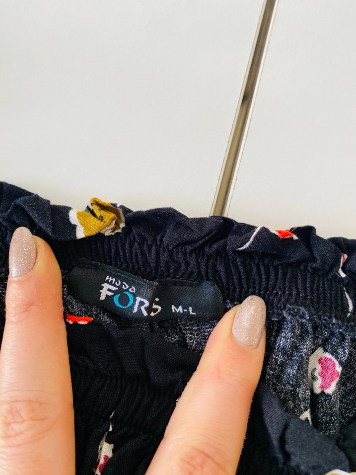 Çiçek Desenli Straplez Fırfırlı Bohem Bluz - Görsel 4