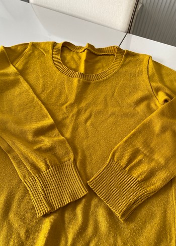 Sarı Örgü Kadın Kazak - Görsel 2