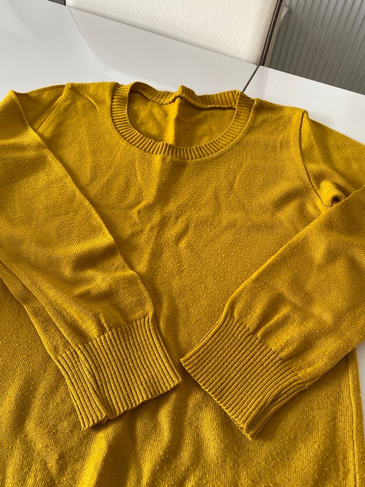 Sarı Örgü Kadın Kazak - Görsel 2