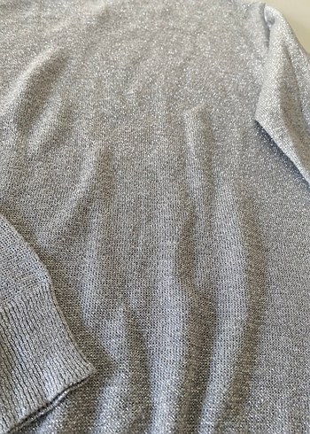 Gri Kadın Keten Basic Sweatshirt - Görsel 3