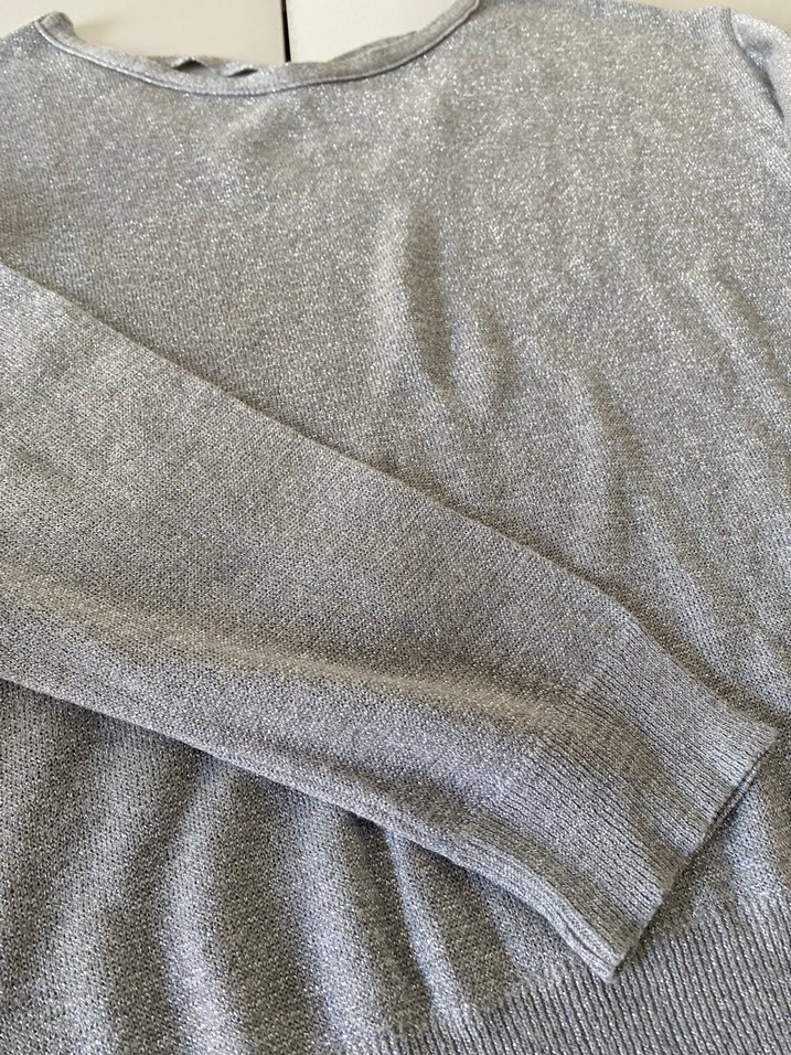 Gri Kadın Keten Basic Sweatshirt - Görsel 4