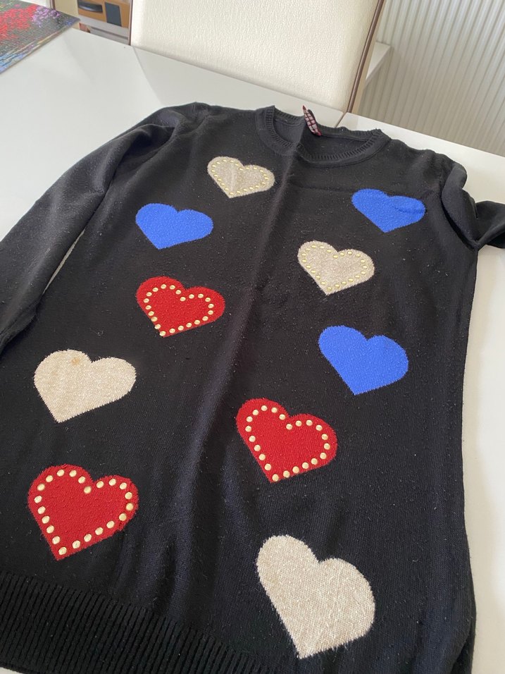 Nakışlı Çok Renkli Örgü Kadın Kazak - Görsel 2