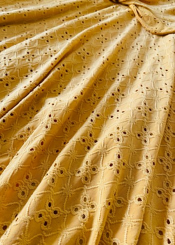 Sarı Nakışlı Dantelli elbise - Görsel 7
