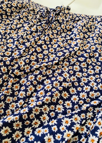 Mavi Çiçek Desenli Bohem Bluz - Görsel 2