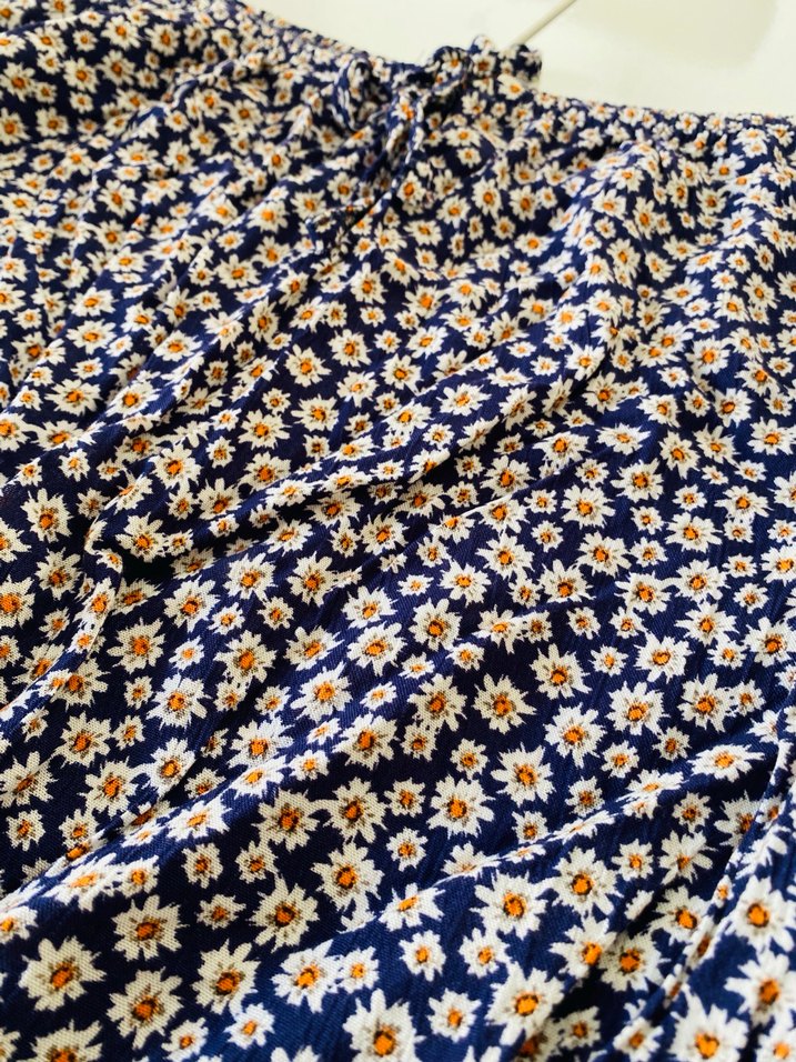 Mavi Çiçek Desenli Bohem Bluz - Görsel 2