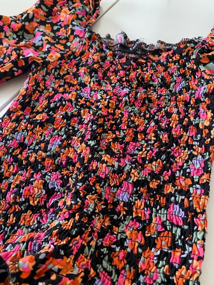 Çiçek Desenli Kısa Bohem Bluz - Görsel 2