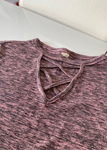 Bordo V Yakalı Kadın Triko Kazak - Görsel 3