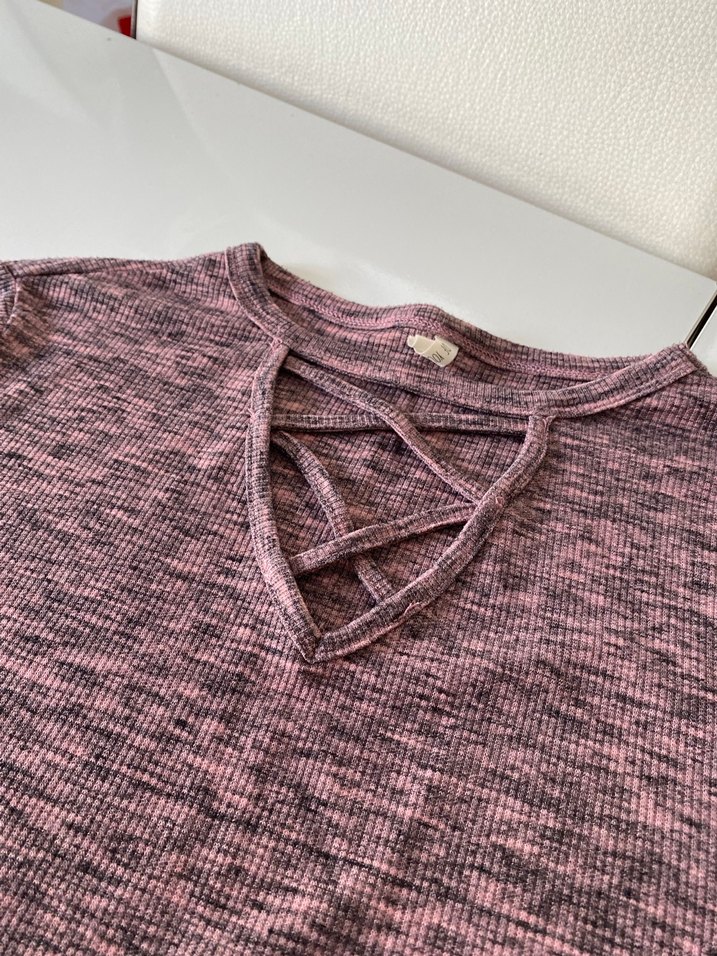 Bordo V Yakalı Kadın Triko Kazak - Görsel 3