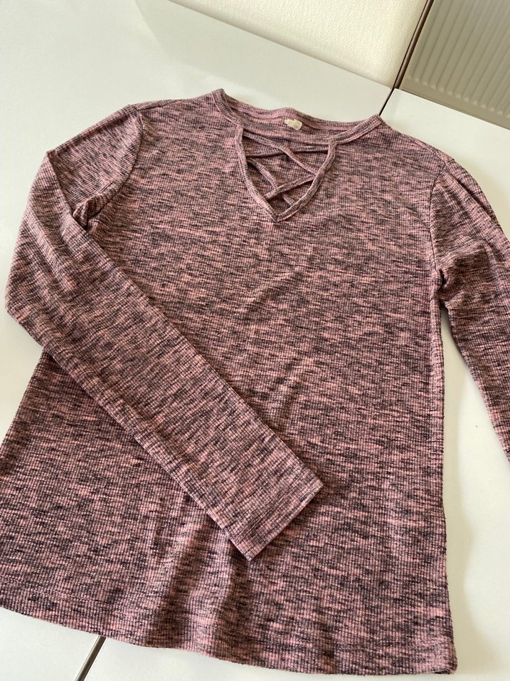 Bordo V Yakalı Kadın Triko Kazak - Görsel 2