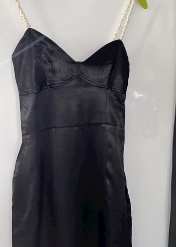 xs Beden siyah Renk Zara uzun yırtmaçlı siyah elbise