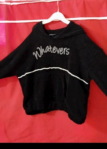 Siyah Kapüşonlu Kadın Sweatshirt