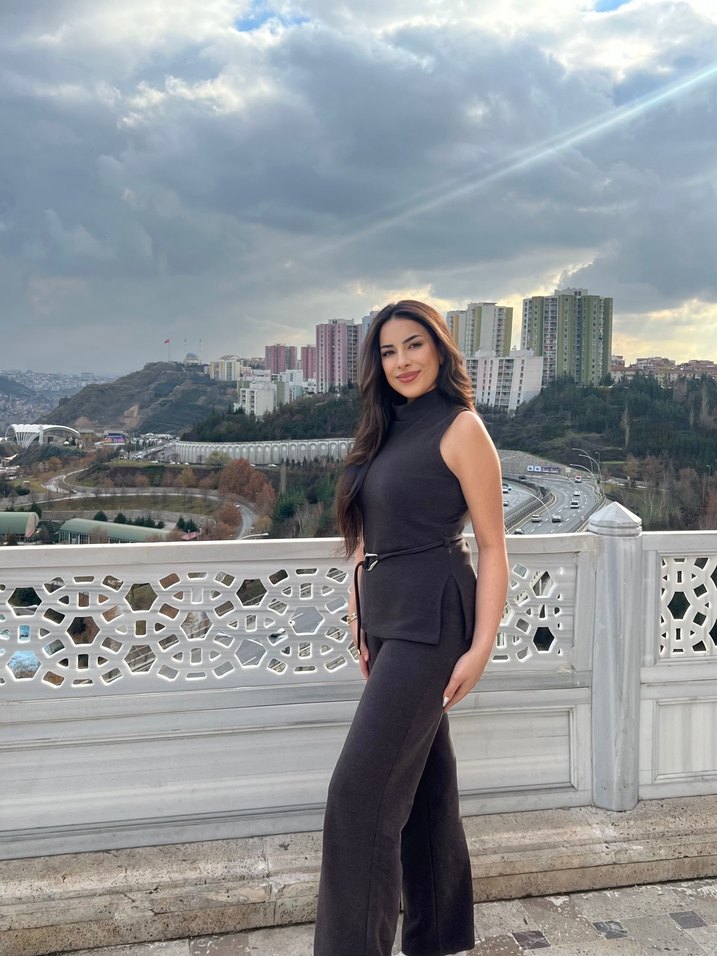 Kahverengi Kemerli Kadın Takım - Görsel 2