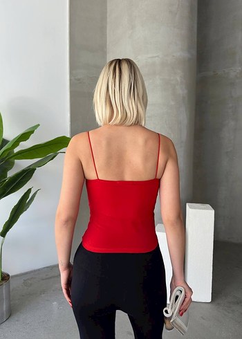 Kırmızı İnce Askılı Mini Atlet - Görsel 2