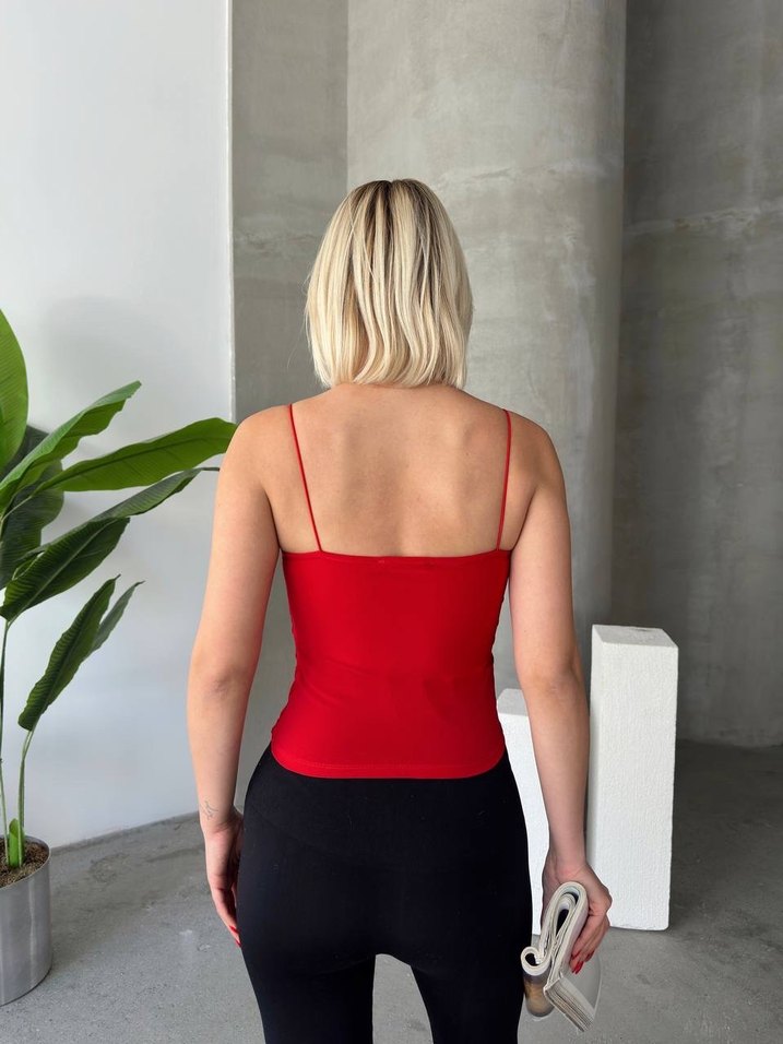 Kırmızı İnce Askılı Mini Atlet - Görsel 2