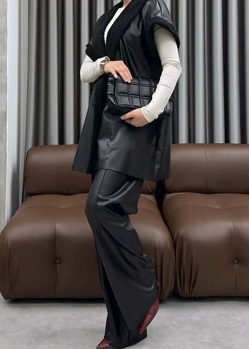 Kadın Siyah Deri Takım - Görsel 3