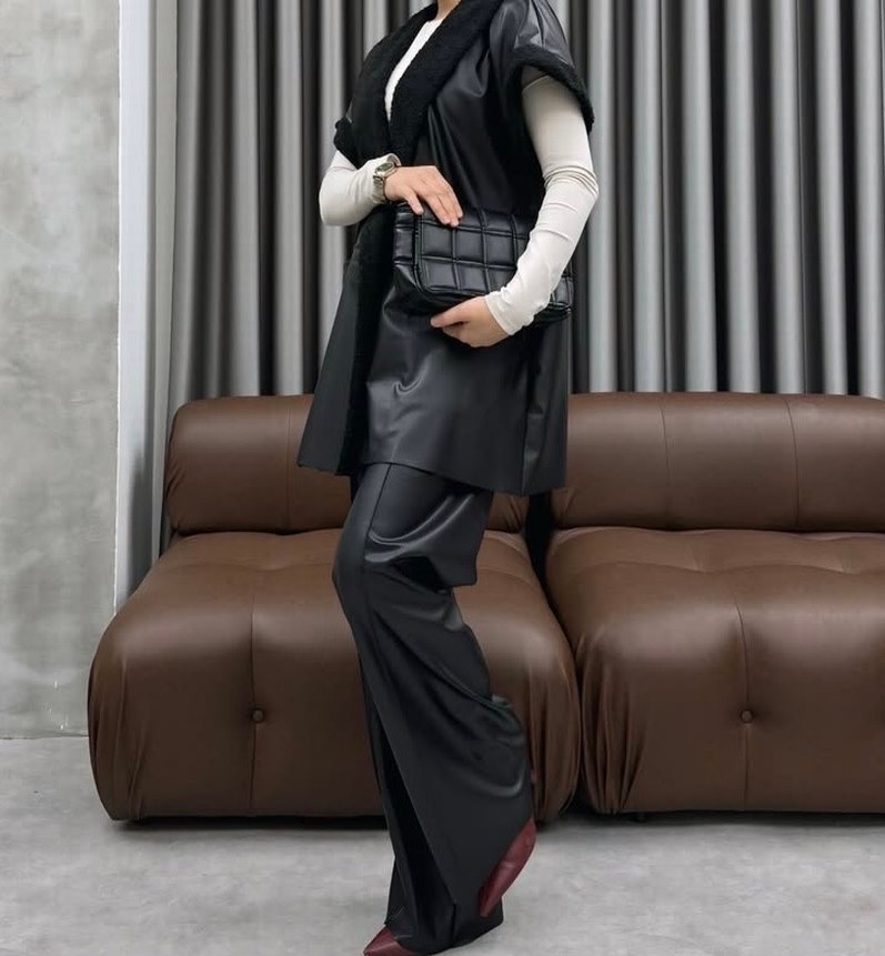 Kadın Siyah Deri Takım - Görsel 3