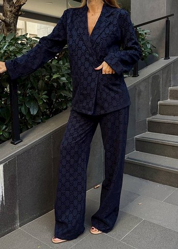 Kadın Lacivert GUCCİ kimono Takım - Görsel 2
