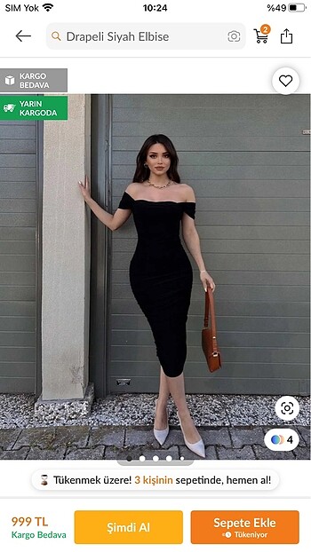 Siyah drapelli elbise