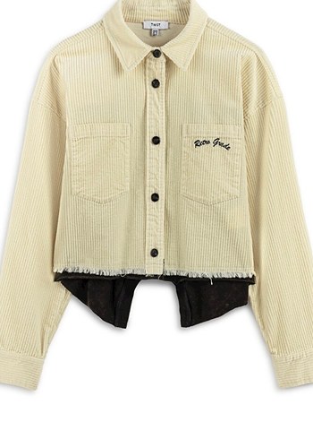 Düğmeli Bej Kadın Kısa Süet Gömlek - Görsel 5