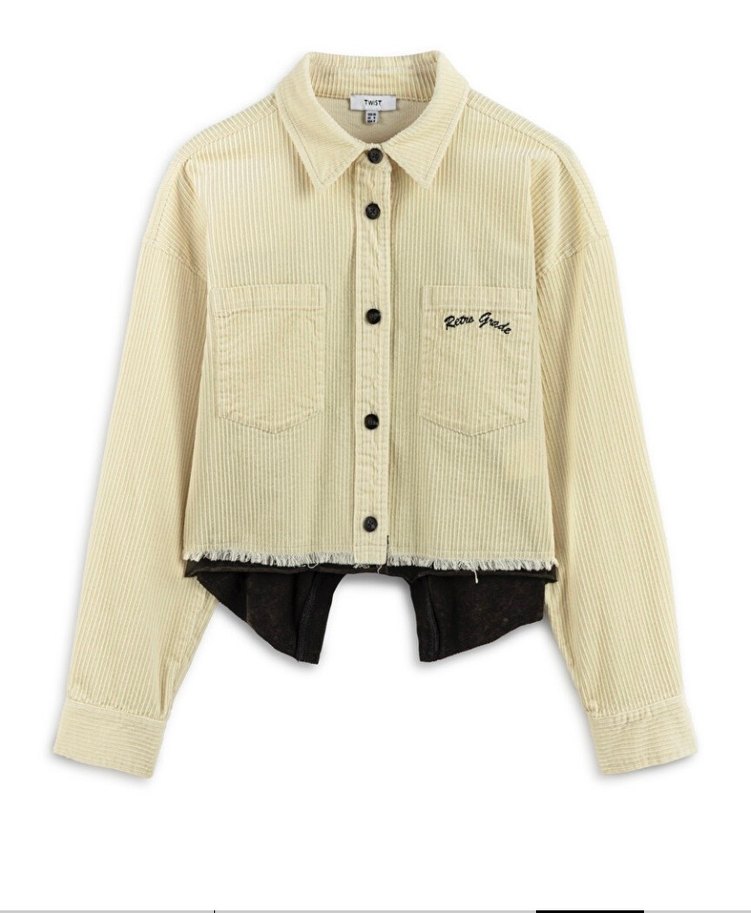 Düğmeli Bej Kadın Kısa Süet Gömlek - Görsel 2