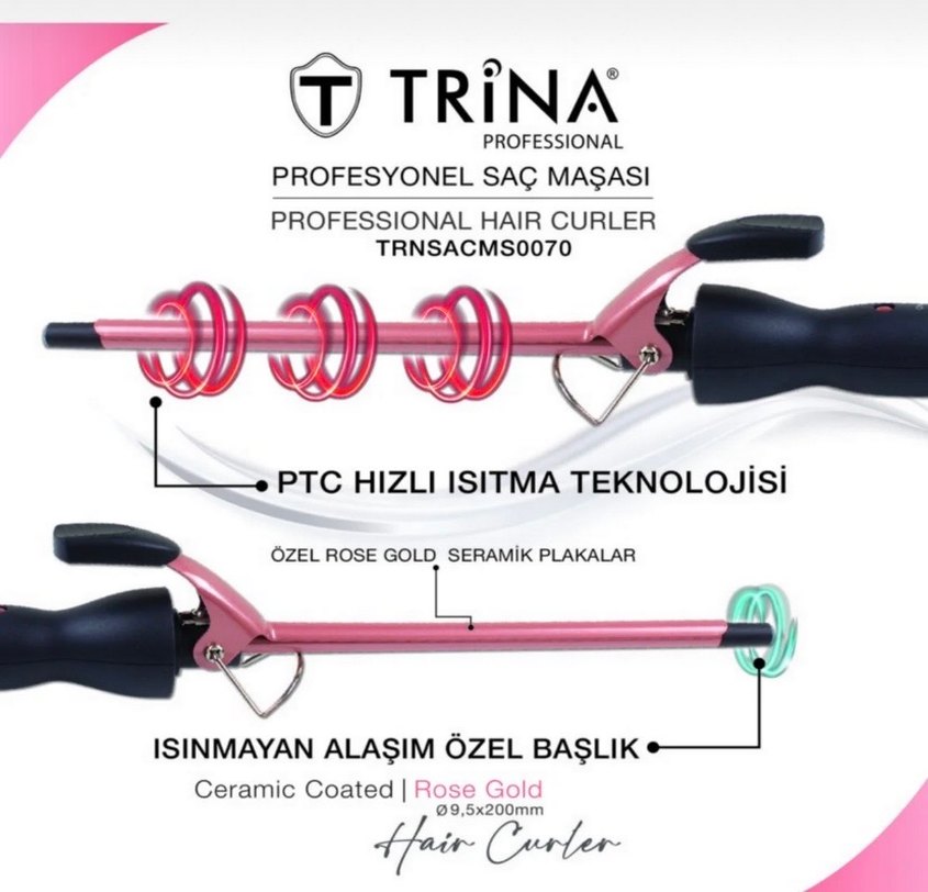 Trina Profesyonel Pembe Saç Maşası - Görsel 2