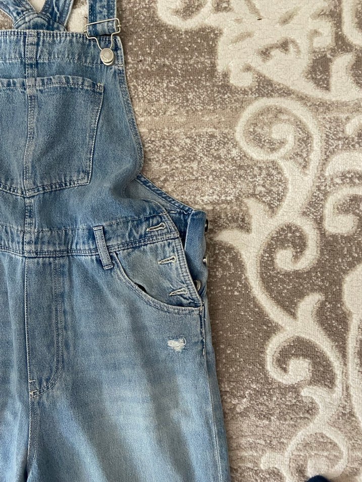 Kadın Mavi Bol Kesim Denim Tulum - Görsel 2