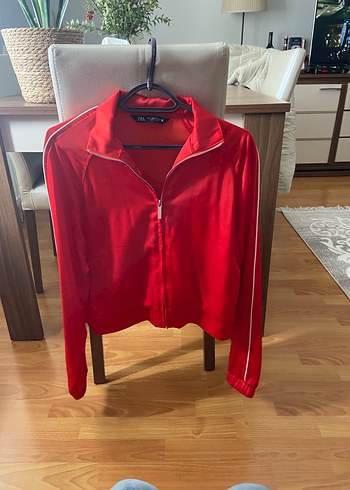 Kadın Kırmızı Parlak Fermuarlı Eşofman üstü - Görsel 2